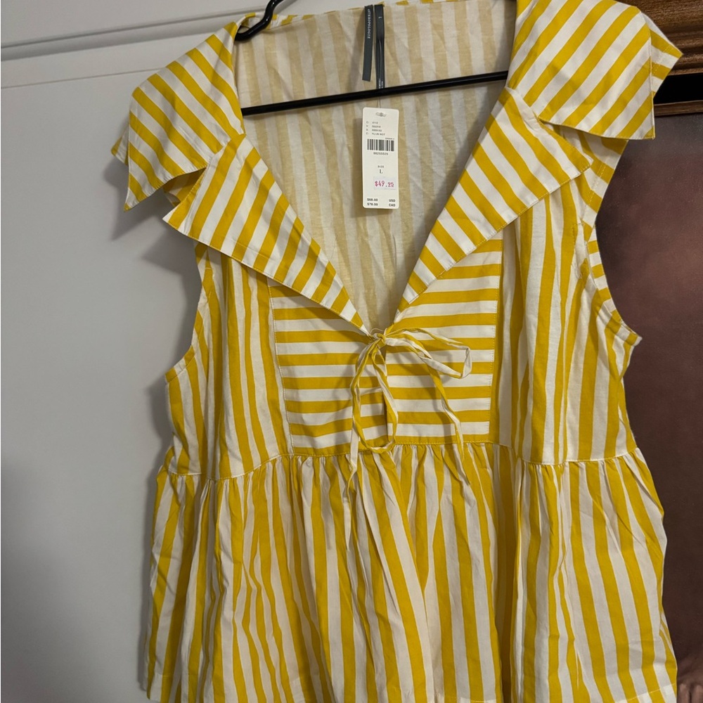 Yellow and White Anthropologie Striped Shirt